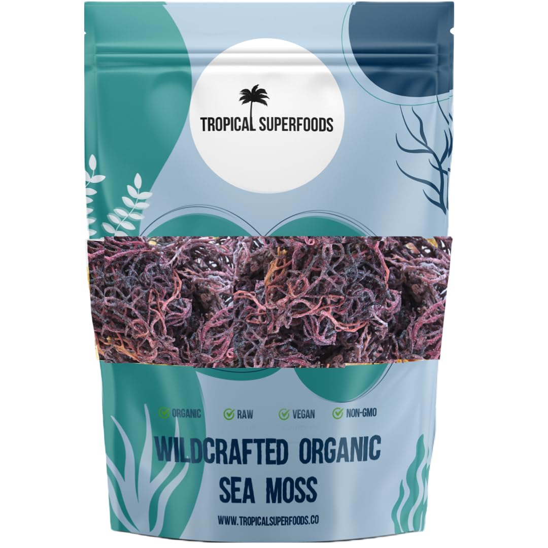 100% Wildcrafted Full Spectrum Purple Sea Moss | Irish Sea Moss | Sun dried | 92 Minerals - Makes 20 + oz of Sea Moss Gel | Full Spectrum Purple Sea Moss (4oz)