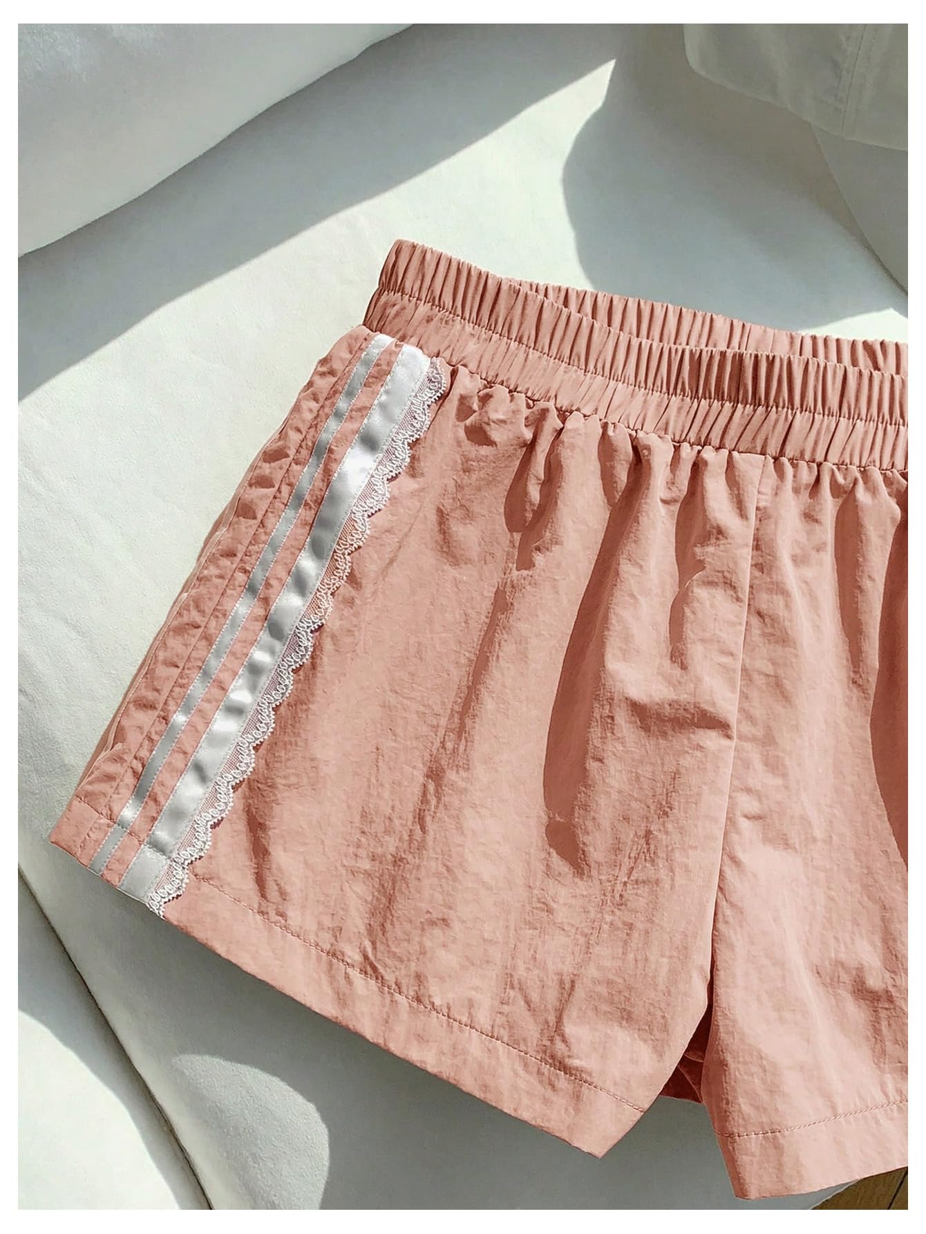 MakeMeChic Women's Striped Summer Shorts Workout Running Shorts Mini Micro Sweat Track Shorts Gym Athletic Wear