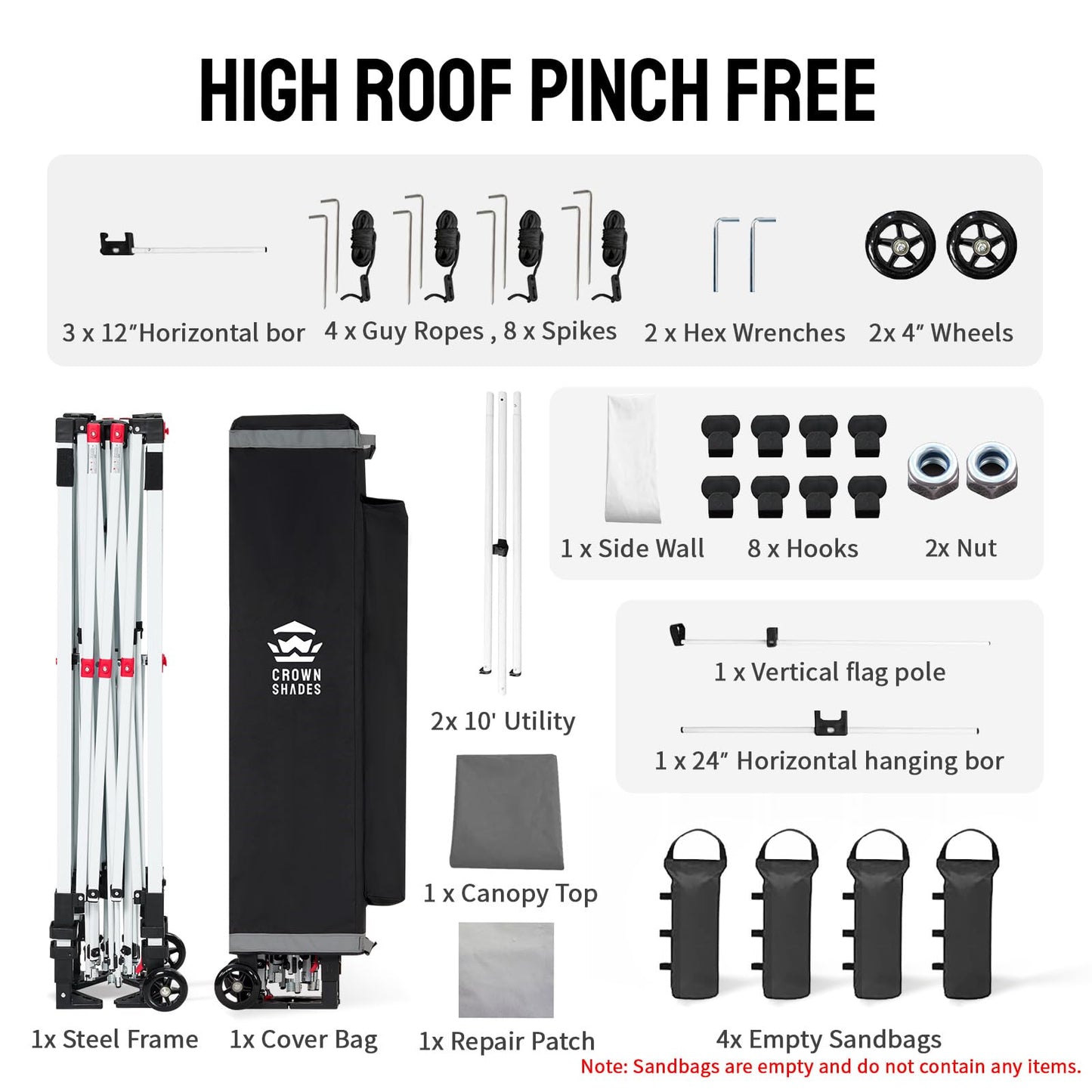 CROWN SHADES 10x10 Pop Up Commercial Canopy Tent, Patented One Push Setup, Heavy Duty Vendor Tent, 1 Removable Sidewall, 4" Wheels, Sto'N Go Bag, 400D Silver Coated, UPF 50+ Waterproof, Blue