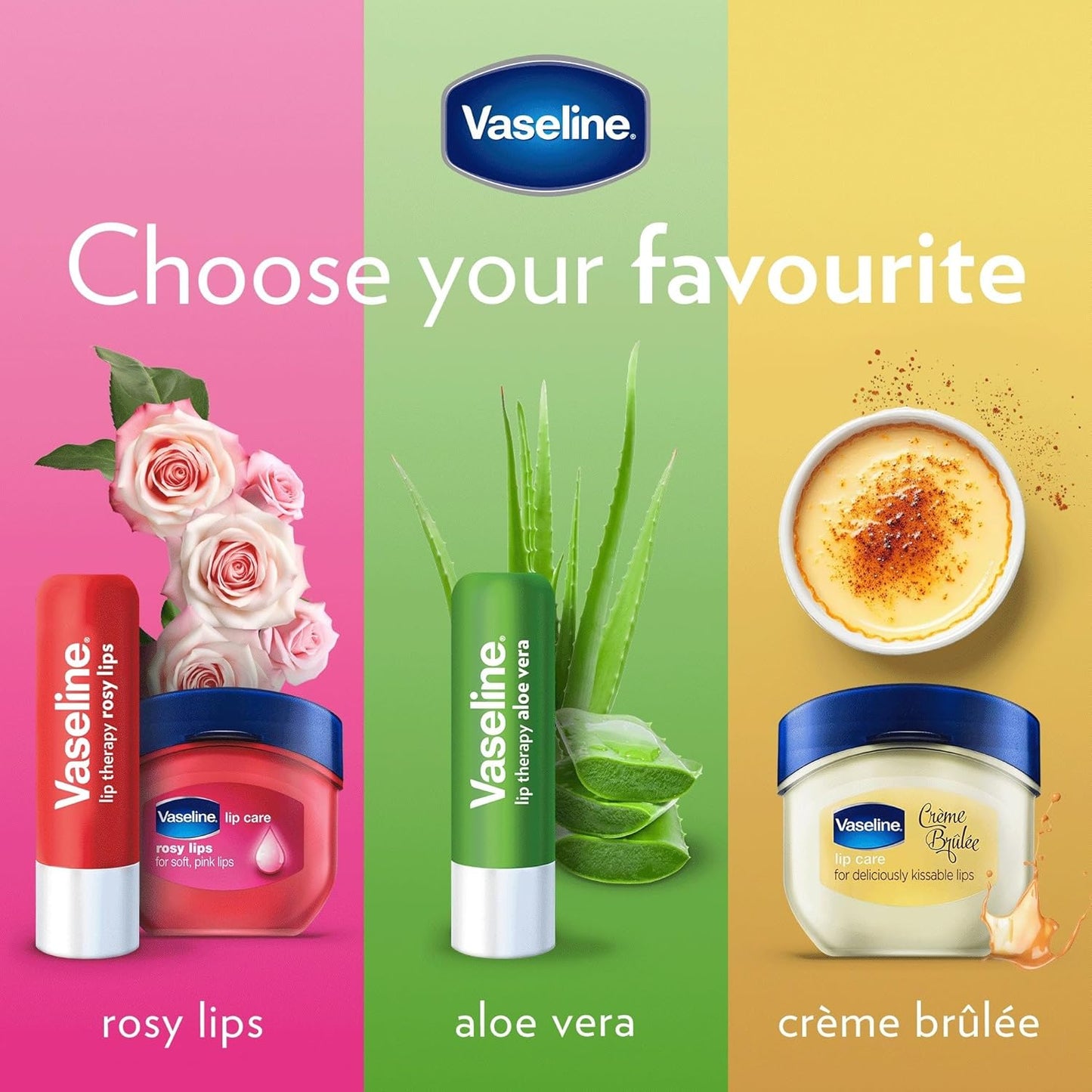 Vaseline Lip Rosy, Fast-Acting Nourishment, Ideal for Chapped, Dry, Cracked, or Damaged Lips, Lip Balm,12 Sticks, 1 Box