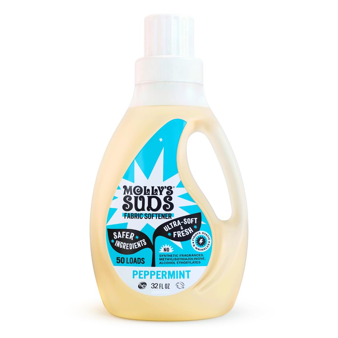 Molly’s Suds Fabric Softener Liquid for Sensitive Skin | Vinegar-Powered, Infused with Essential Oils | Fights Static, Reduces Wrinkles, Deodorizes | Ocean Mist, 50 Loads