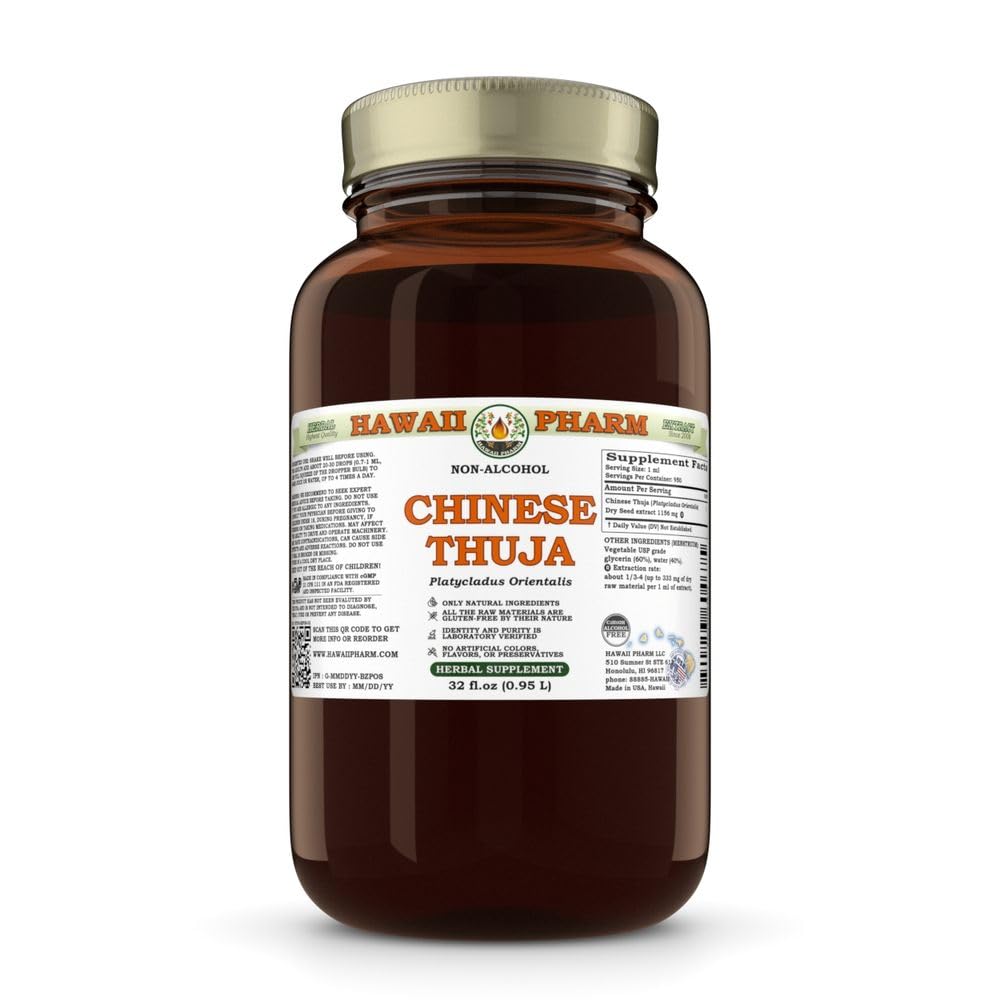 Chinese Thuja (Platycladus Orientalis) Dry Seed Glycerite, Made in Hawaii, All Natural, Vegan, Lab Tested Alcohol-Free Liquid Extract - 2 fl.oz