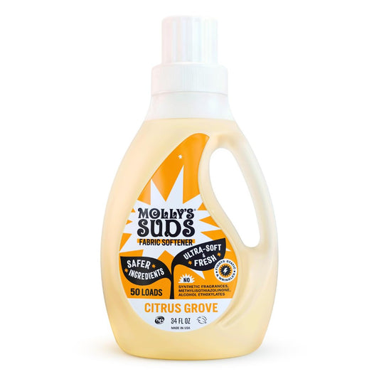 Molly’s Suds Fabric Softener Liquid for Sensitive Skin | Vinegar-Powered, Infused with Essential Oils | Fights Static, Reduces Wrinkles, Deodorizes | Ocean Mist, 50 Loads