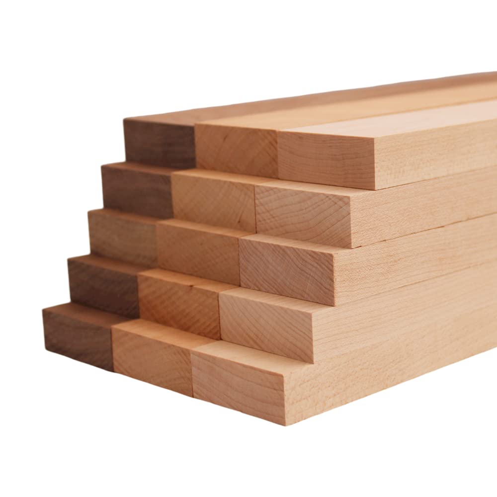 Barrington Hardwoods Domestic Variety Pack 5 Walnut, 5 Maple and 5 Cherry Boards - 3/4" x 2" (15Pcs) (3/4" x 2" x 18")