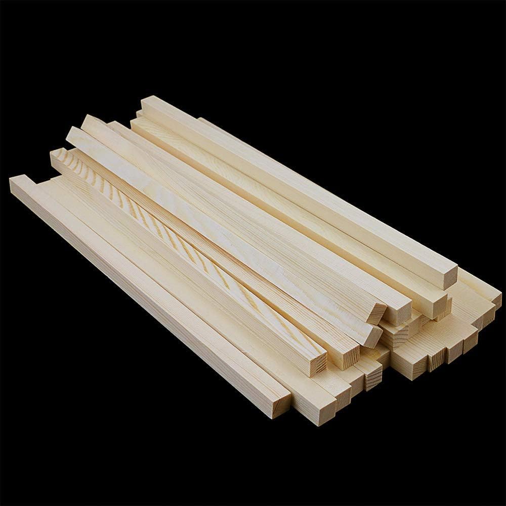 25 Pack of Unfinished 1/2” x 12” Hardwood Square Wooden Dowel Rods or Sticks