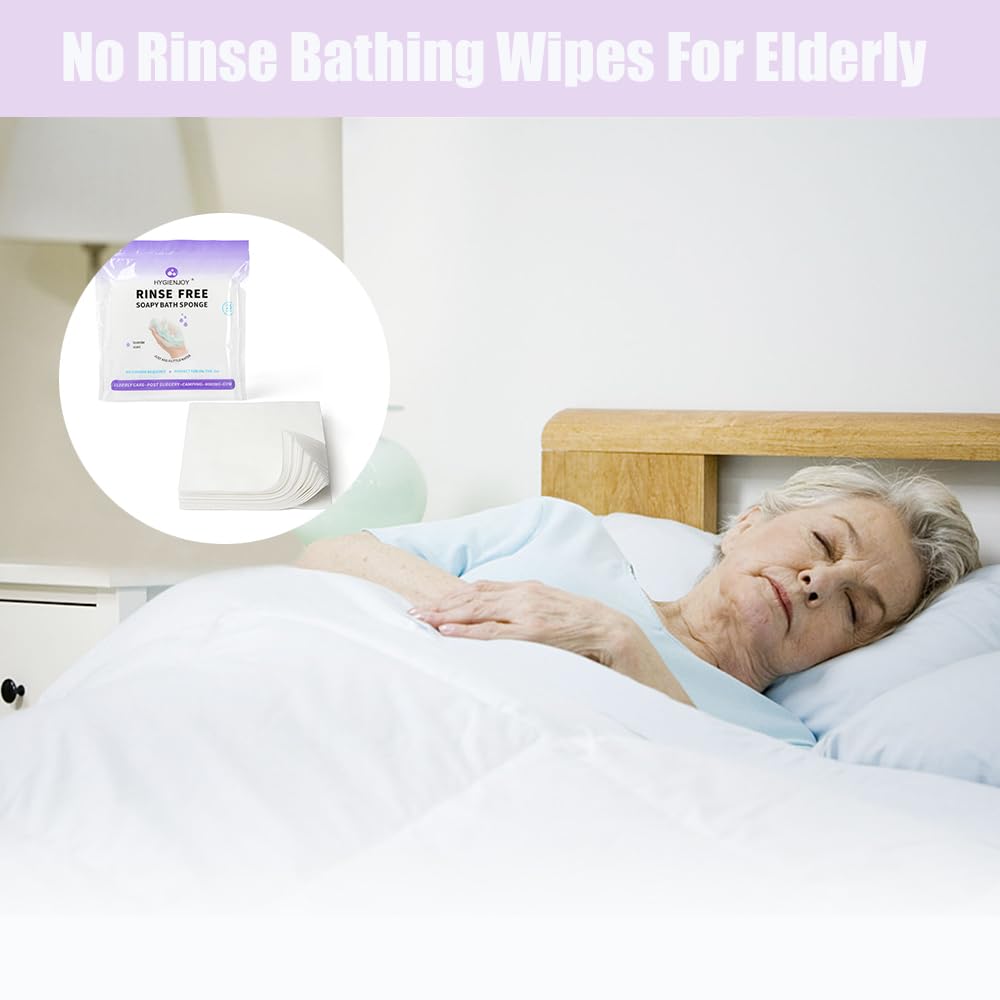 HYGIENJOY-21% Larger,No Rinse Bathing Wipes for Adults-Rinse Free Bath Sponges,Soap Infused,Dry Shower Wipes for Elderly,For Camping,Hiking,GYM,Post Surgery Must Haves, (25 Counts)