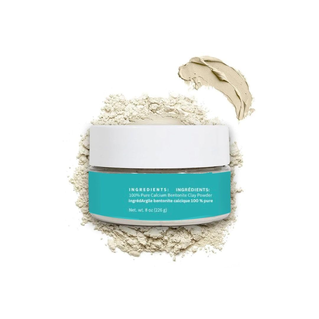 Pure Clay Detox | Therapeutic Grade Calcium Bentonite Clay Powder | GRAS-Affirmed | Indian Healing Face Mask | Deep Pore Cleansing | Body Wrap Hair Mask Bath | Ultra Fine | 16 oz | Acne Oily Skin Foot