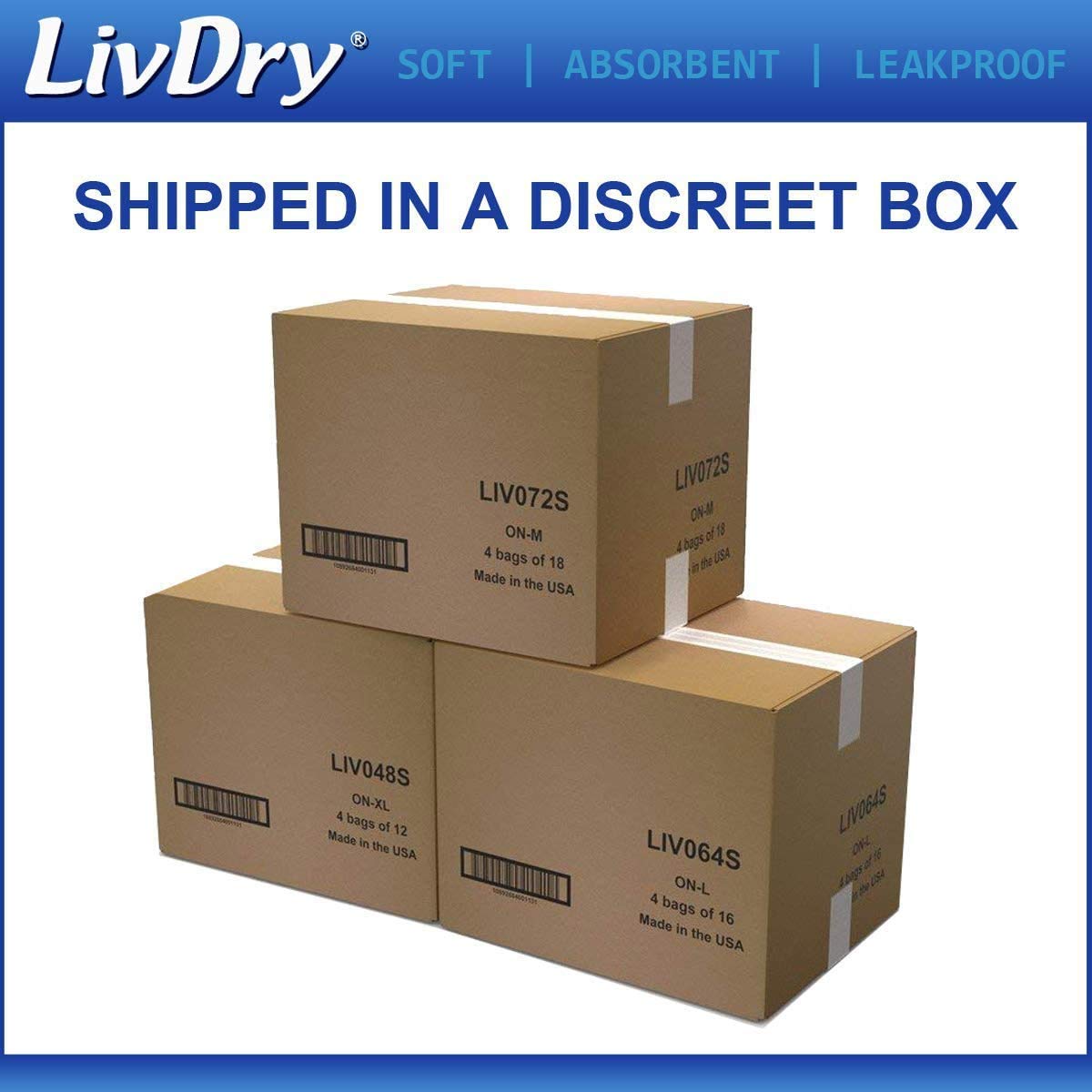 LivDry High Absorbency Pad Insert for Incontinence Briefs and Adult Diapers, Women and Men, Hyper 2400 (18 Count)
