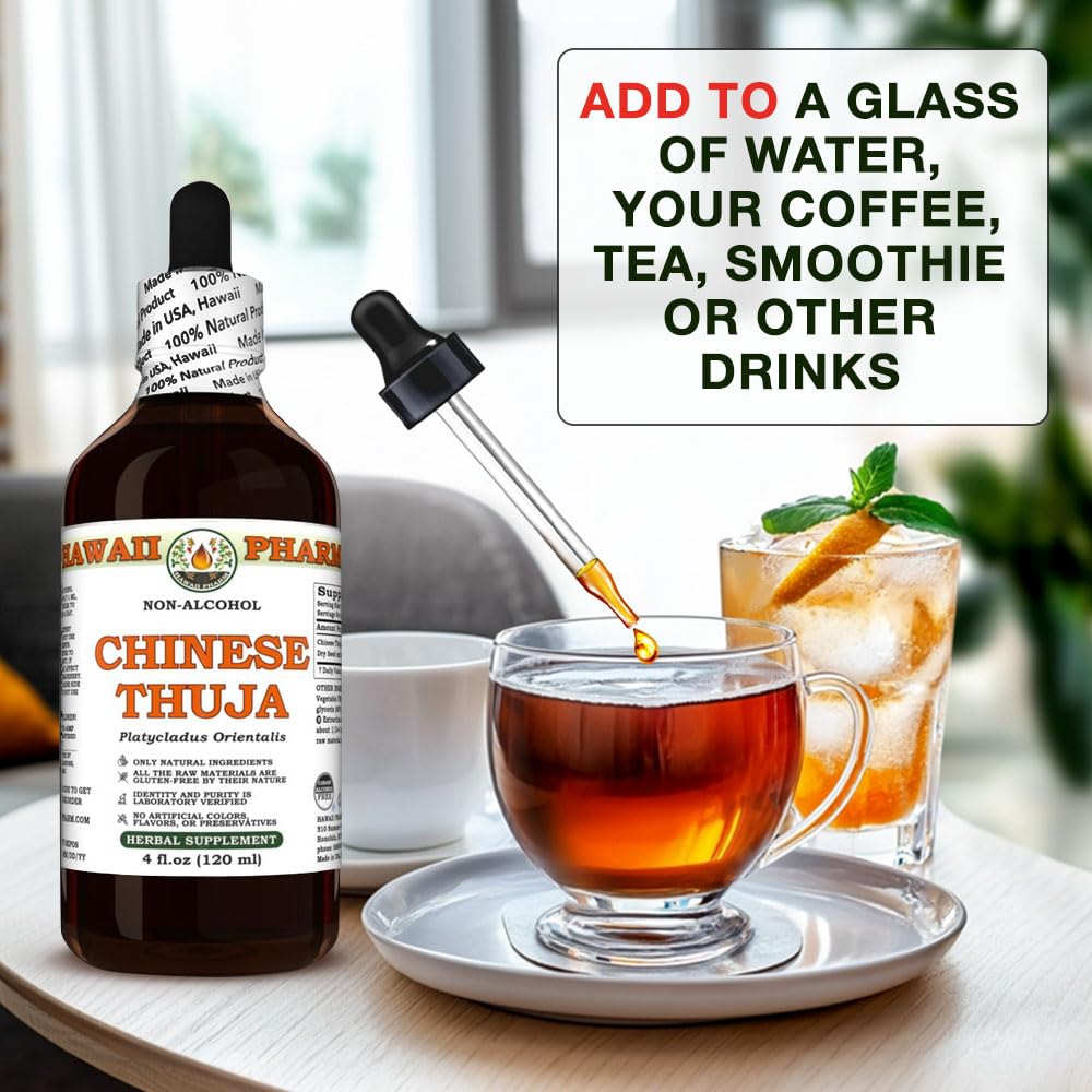 Chinese Thuja (Platycladus Orientalis) Dry Seed Glycerite, Made in Hawaii, All Natural, Vegan, Lab Tested Alcohol-Free Liquid Extract - 2 fl.oz
