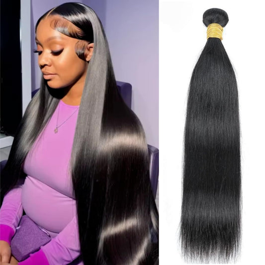 Straight 4 Bundles With Closure Human Hair 18 20 22 24+16 Inch 100% Unprocessed Black Brazilian Hair Extensions Pre Plucked With Baby Hair 4X4 HD Lace Closure