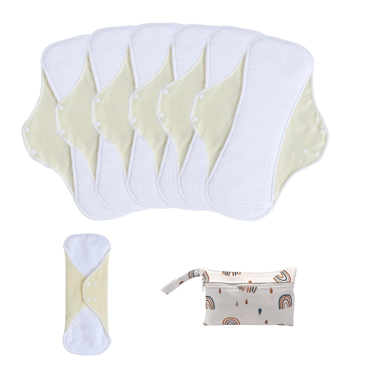 Washable Sanitary Napkins,Reusable Sanitary Pads,Heavy Incontinence Pads,Sanitary Napkin Set,7pcs/Set,Pack of 6+1 Storage Bag,Suitable for Heavy Menstrual Flow,Incontinence Patients