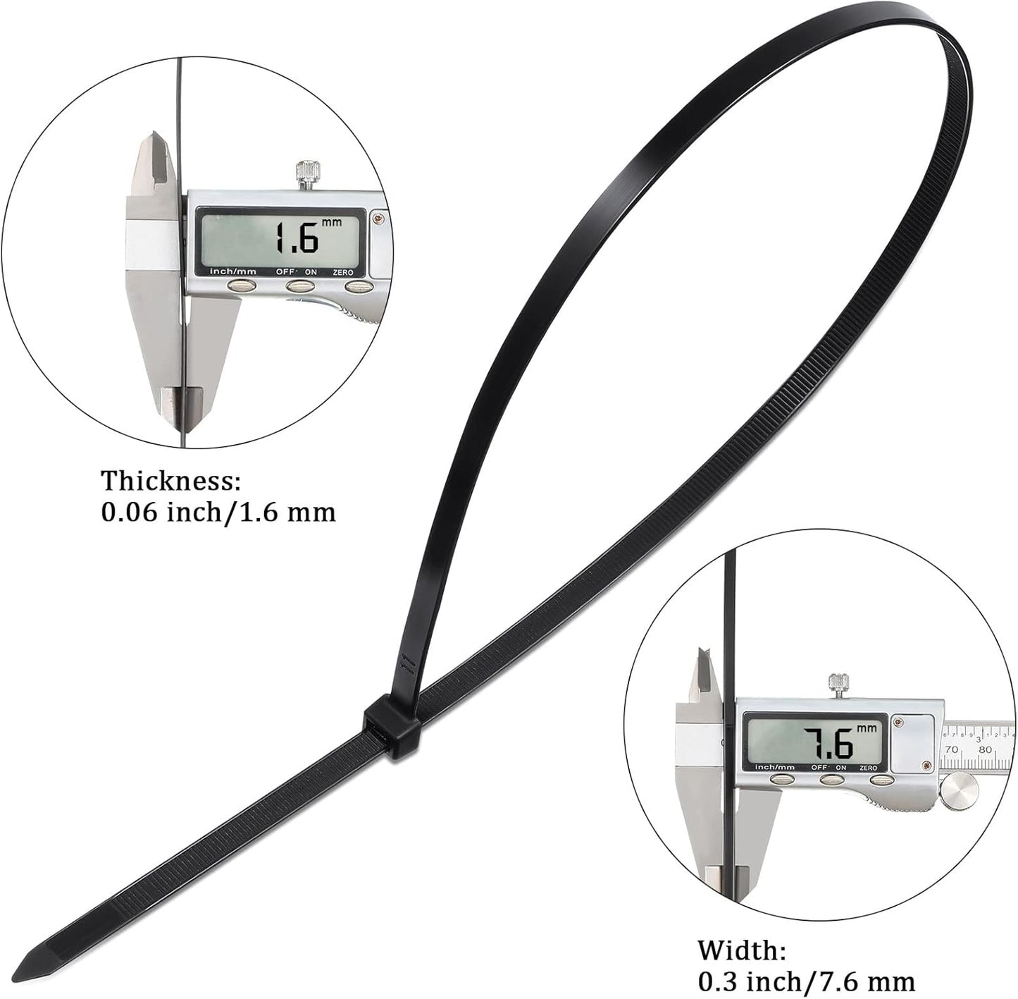 200 Pieces Large Cable Ties 24 Inch Heavy Duty Nylon Zip Ties with 175 Pounds Tensile Strength Self Locking UV Resistant for Indoor and Outdoor Use(Black)