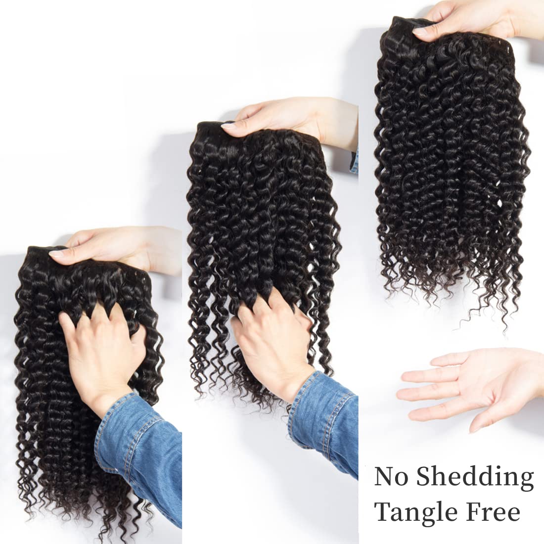 Closure with Bundles (16 18 20 22+14 Closure) Free Part Deep Wave 4 Bundles with 4x4 Lace Closure 100% Unprocessed Brazilian Virgin Remy Hair Curly Bundles Hair Extension Double Weft Natural Color