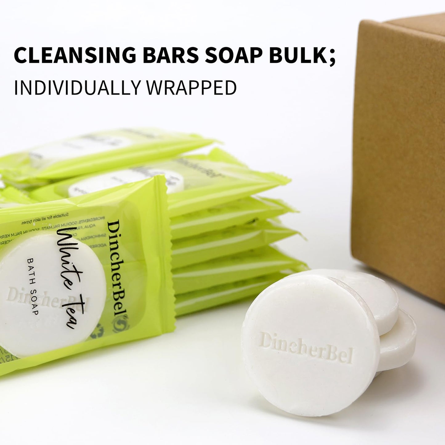 DincherBel 200 Pack 0.5oz Small Soap, Mini Rectangles Cleansing Bars Soap Bulk Travel Size, Individually Wrapped Toiletries Amenities for Hotel, Airbnb, Shelter, Camping and Travel
