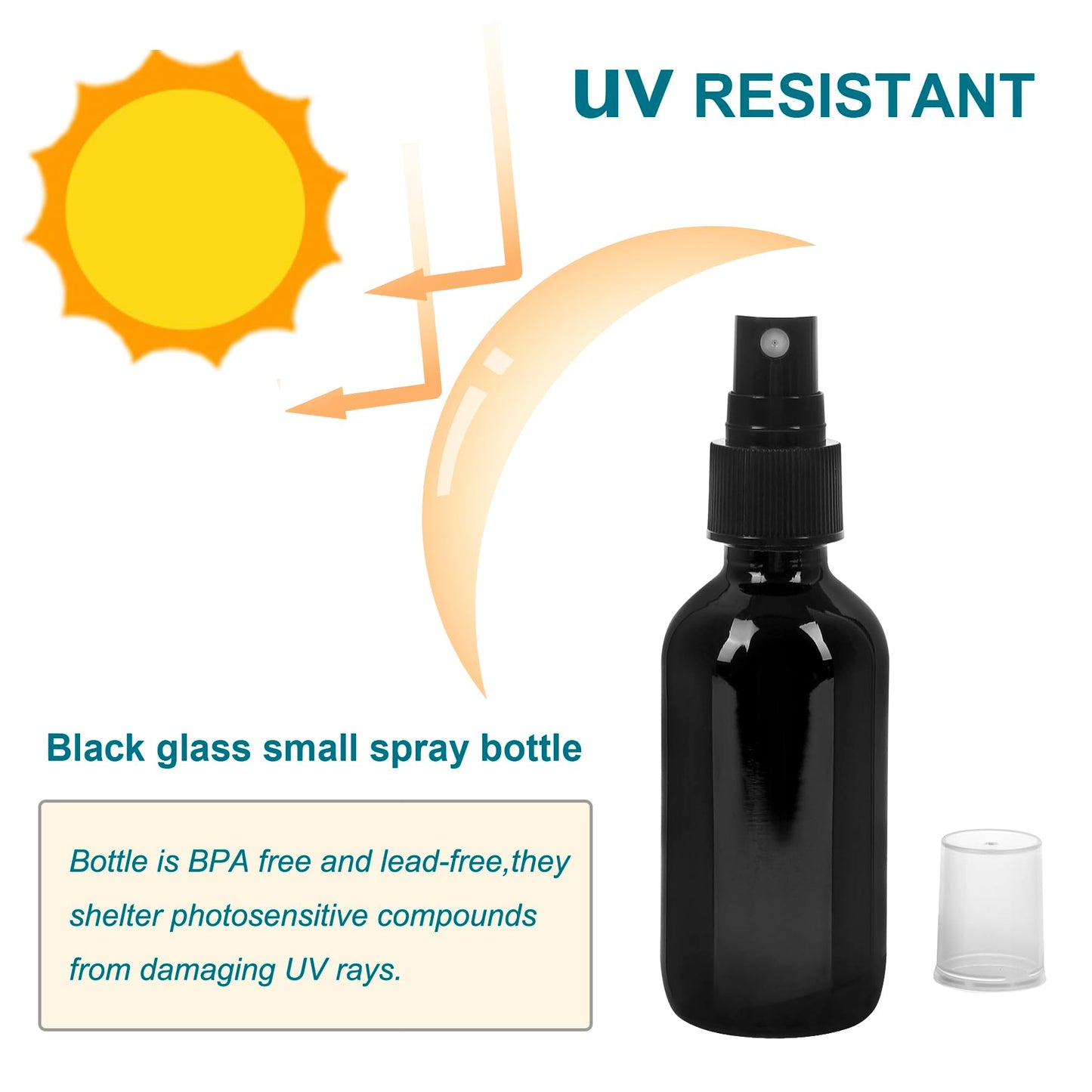 NOOEEISS Amber Glass Small Spray Bottle 2 oz 24 Packs,Fine Mist Sprayer Small Clear Bottles,Refillable Containers mini spray bottles for Cleaning Solutions and Skin Care (Amber 24pcs)