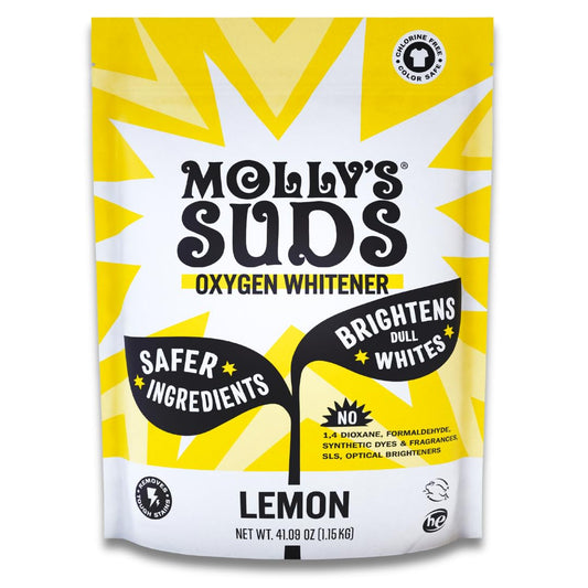 Molly's Suds Oxygen Whitener | Powerful Bleach Alternative, Chlorine Free & Color Safe | Brightens Whites and Removes Stains (Pure Lemon Essential Oil - 79 oz)