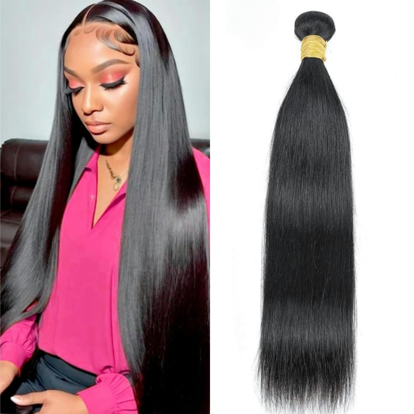 Straight 4 Bundles With Closure Human Hair 18 20 22 24+16 Inch 100% Unprocessed Black Brazilian Hair Extensions Pre Plucked With Baby Hair 4X4 HD Lace Closure