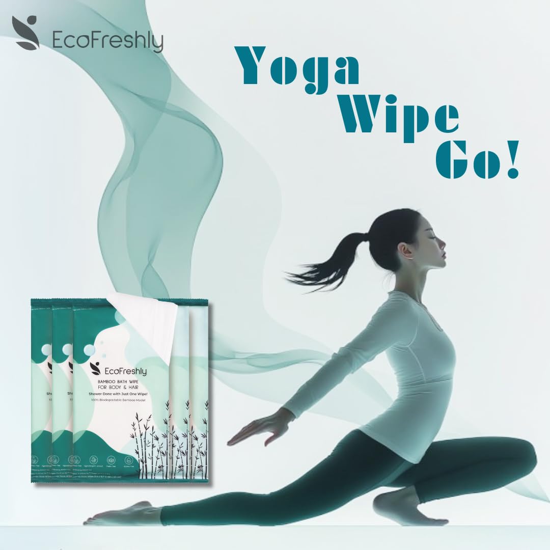 Shower Wipes for Adults — 31"x15" No Rinse Body Bath Wipes, Biodegradable & Individually Wrapped, Rinse Free for Camping, Travel, Gym, Post-Workout (5-Count)