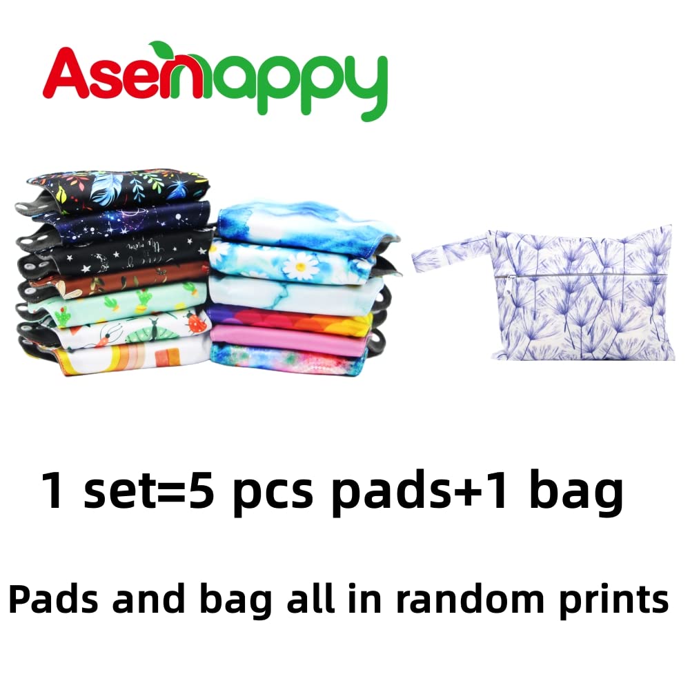 Large Random Prints Reusable Cloth Menstrual Pads Waterproof Sanitary Pads (5randompads)