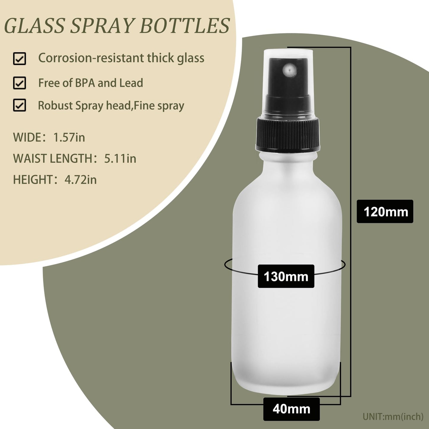 NOOEEISS Amber Glass Small Spray Bottle 2 oz 24 Packs,Fine Mist Sprayer Small Clear Bottles,Refillable Containers mini spray bottles for Cleaning Solutions and Skin Care (Amber 24pcs)