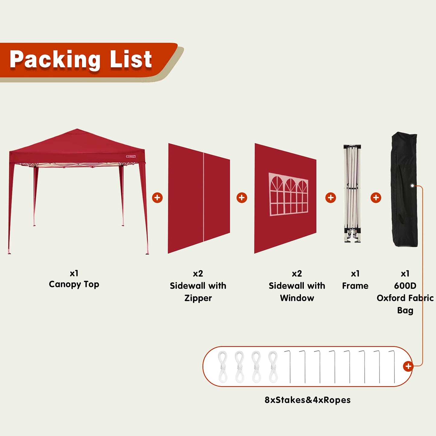 COBIZI 10x20 Pop Up Canopy Tent, Outdoor Party Tent with 4 Sidewalls, 1 Person Easy Set up, Tents for Parties with Fluorescent Strip & 4 Sandbags, Waterproof UPF50+, 3 Adjustable Height, Gray