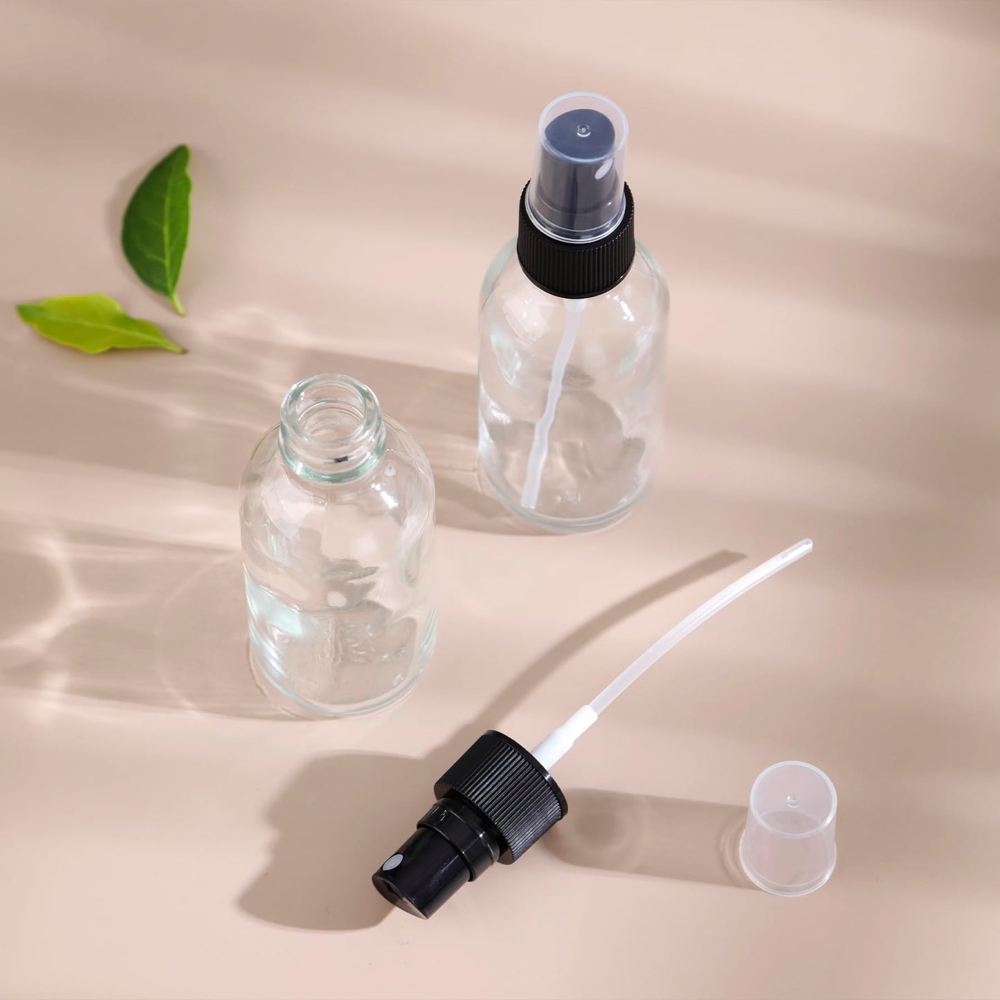 NOOEEISS Amber Glass Small Spray Bottle 2 oz 24 Packs,Fine Mist Sprayer Small Clear Bottles,Refillable Containers mini spray bottles for Cleaning Solutions and Skin Care (Amber 24pcs)