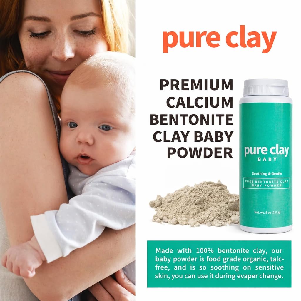 Pure Clay Detox | Therapeutic Grade Calcium Bentonite Clay Powder | GRAS-Affirmed | Indian Healing Face Mask | Deep Pore Cleansing | Body Wrap Hair Mask Bath | Ultra Fine | 16 oz | Acne Oily Skin Foot