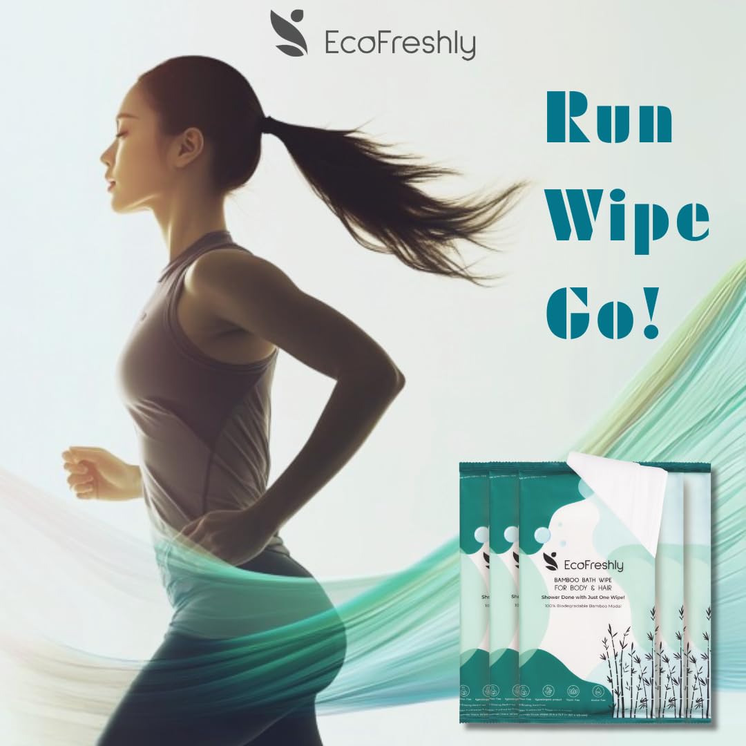 Shower Wipes for Adults — 31"x15" No Rinse Body Bath Wipes, Biodegradable & Individually Wrapped, Rinse Free for Camping, Travel, Gym, Post-Workout (5-Count)