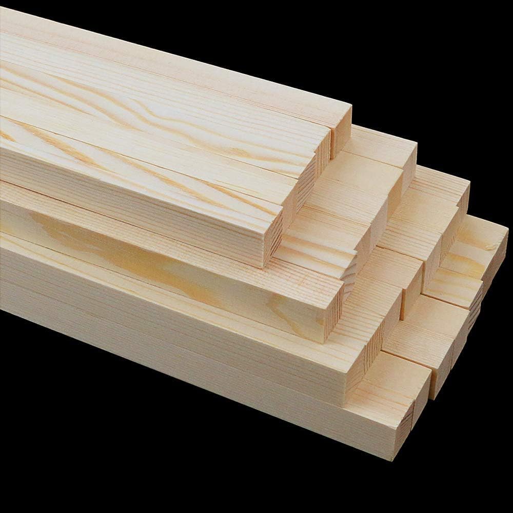 25 Pack of Unfinished 1/2” x 12” Hardwood Square Wooden Dowel Rods or Sticks