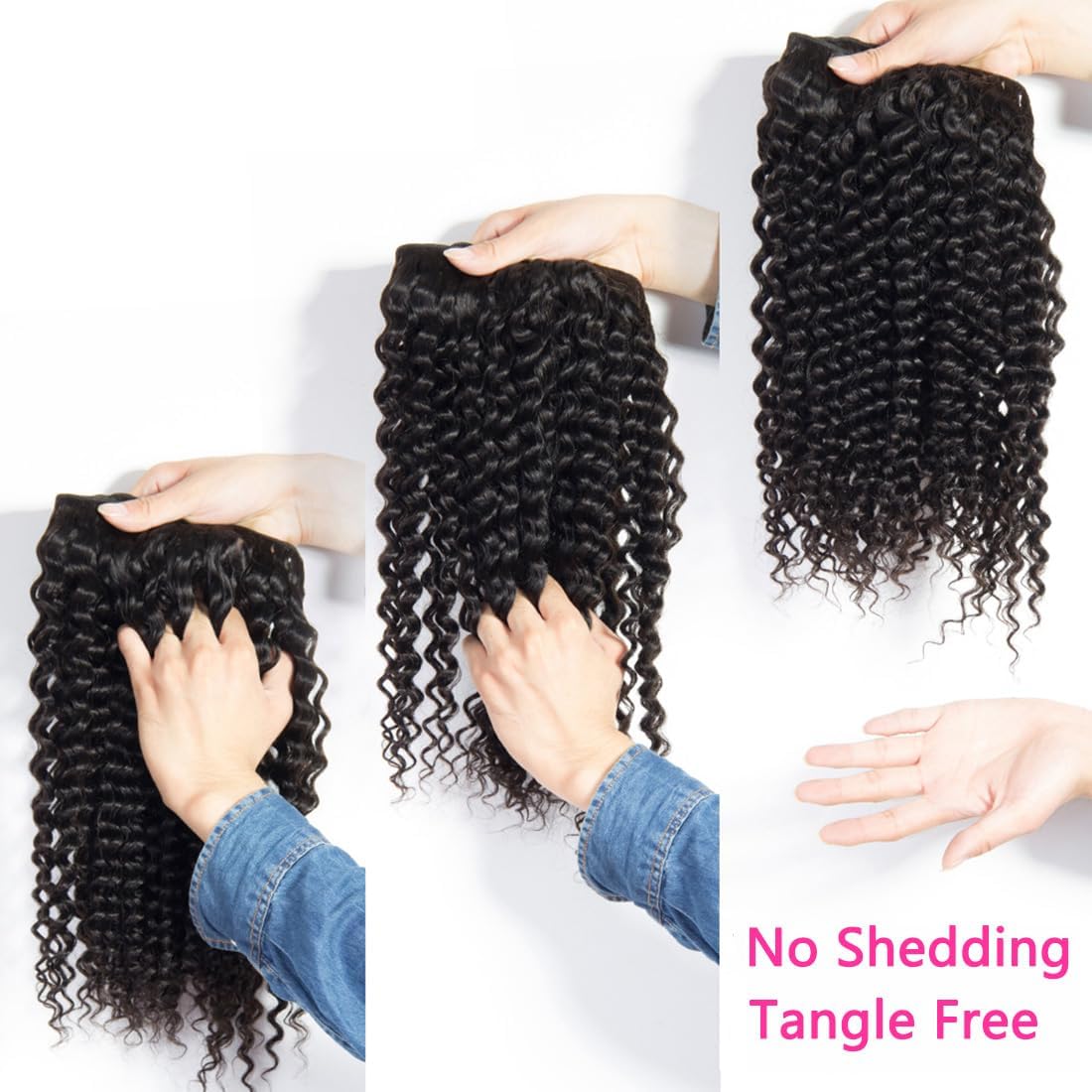 Closure with Bundles (16 18 20 22+14 Closure) Free Part Deep Wave 4 Bundles with 4x4 Lace Closure 100% Unprocessed Brazilian Virgin Remy Hair Curly Bundles Hair Extension Double Weft Natural Color