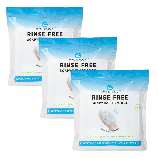 HYGIENJOY-21% Larger,No Rinse Bathing Wipes for Adults-Rinse Free Bath Sponges,Soap Infused,Dry Shower Wipes for Elderly,For Camping,Hiking,GYM,Post Surgery Must Haves, (25 Counts)
