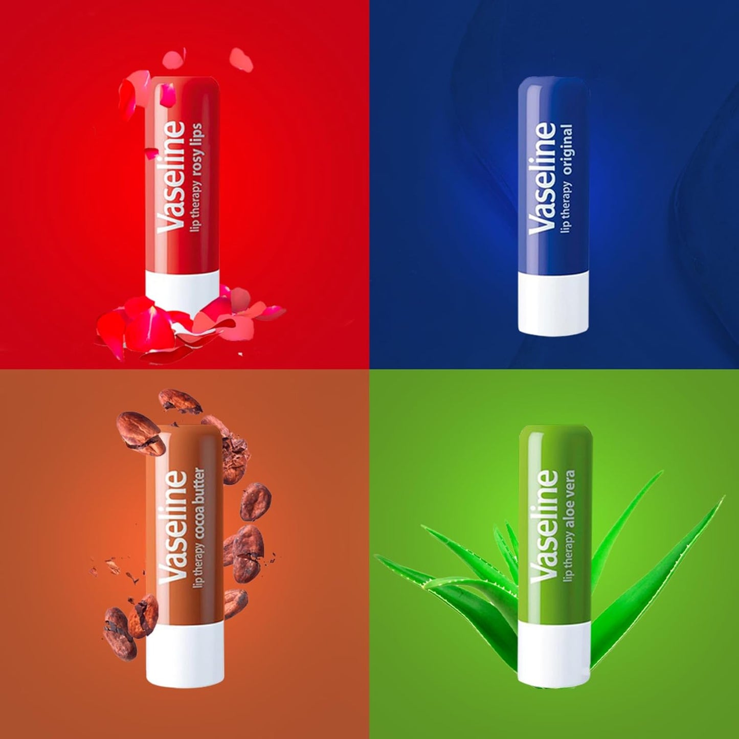 Vaseline Lip Rosy, Fast-Acting Nourishment, Ideal for Chapped, Dry, Cracked, or Damaged Lips, Lip Balm,12 Sticks, 1 Box