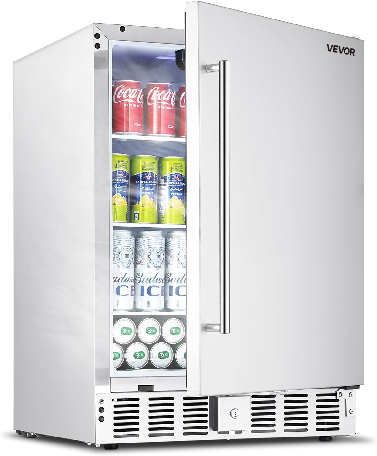 VEVOR Back Bar Cooler, 7.4 Cu. Ft Commercial Beverage Refrigerator, Under Counter Bar Fridge with 2 Sliding Doors, LED Lighting, Adjustable Shelves, Low-E Glass Display Cooler for Beer, Wine, Drink