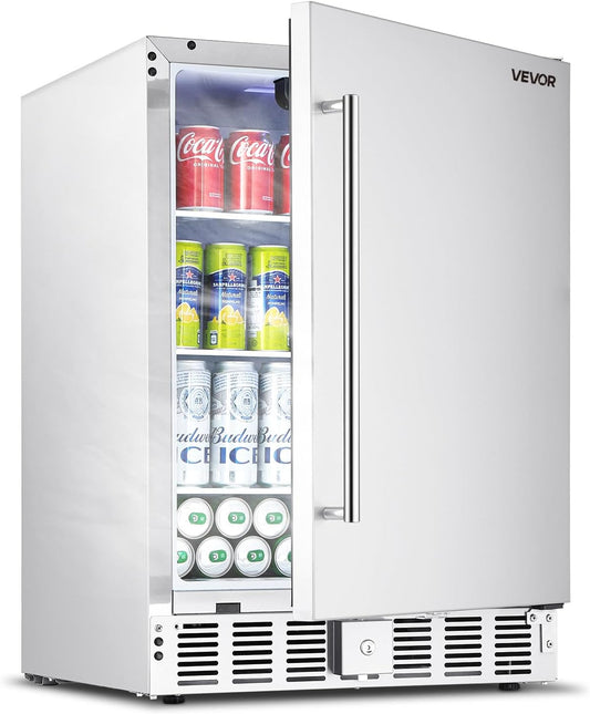 VEVOR Back Bar Cooler, 7.4 Cu. Ft Commercial Beverage Refrigerator, Under Counter Bar Fridge with 2 Sliding Doors, LED Lighting, Adjustable Shelves, Low-E Glass Display Cooler for Beer, Wine, Drink