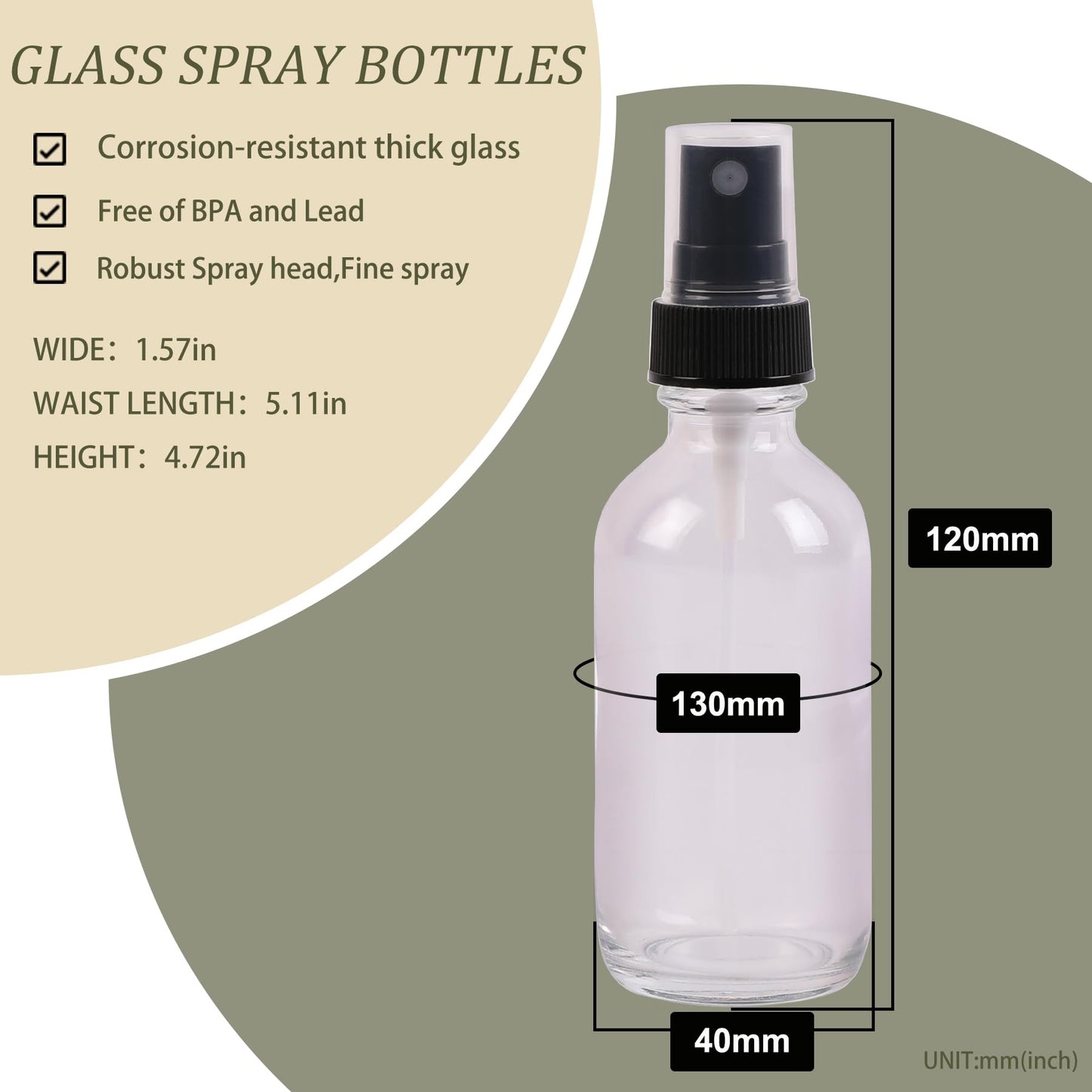 NOOEEISS Amber Glass Small Spray Bottle 2 oz 24 Packs,Fine Mist Sprayer Small Clear Bottles,Refillable Containers mini spray bottles for Cleaning Solutions and Skin Care (Amber 24pcs)