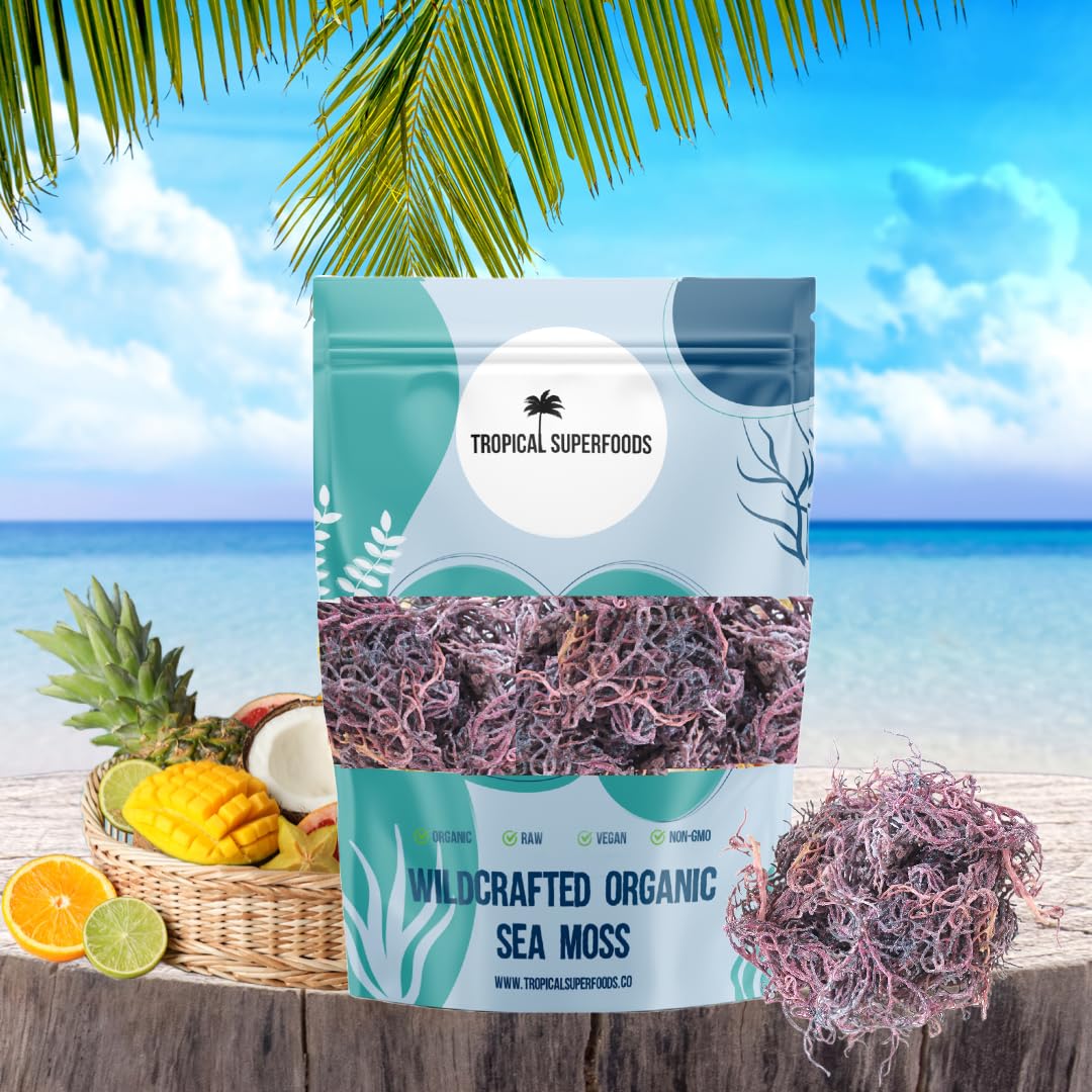 100% Wildcrafted Full Spectrum Purple Sea Moss | Irish Sea Moss | Sun dried | 92 Minerals - Makes 20 + oz of Sea Moss Gel | Full Spectrum Purple Sea Moss (4oz)