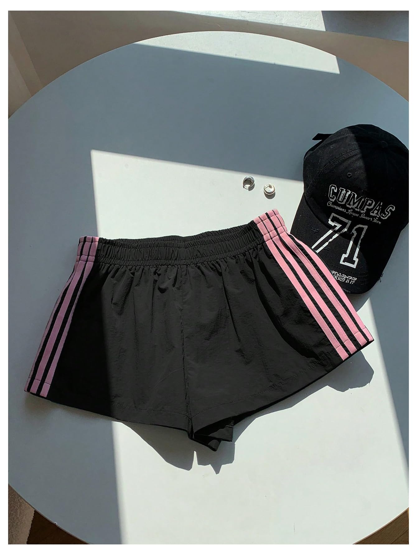MakeMeChic Women's Striped Summer Shorts Workout Running Shorts Mini Micro Sweat Track Shorts Gym Athletic Wear