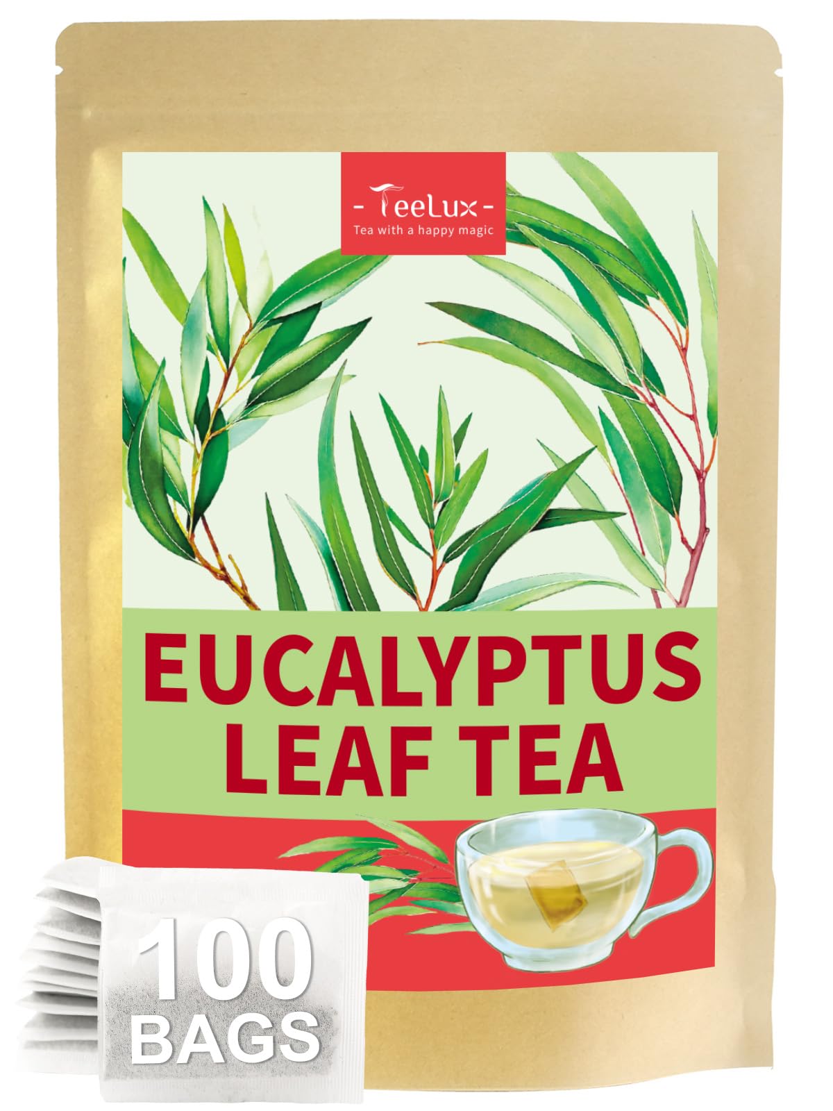 TeeLux Chamomile Tea Bags, 1.5g/bag, Pure Natural Chamomile Flowers Herbal Tea, Caffeine Free, 100 Count