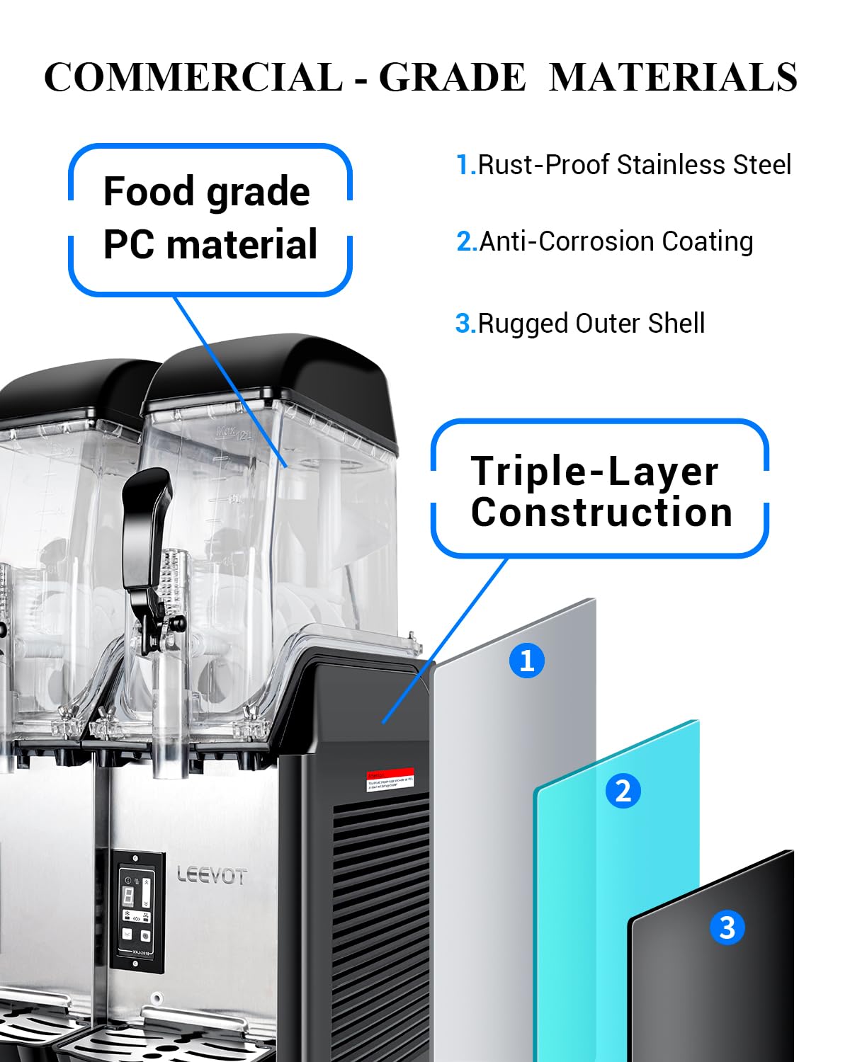 12Lx 3 Tanks Slushy Machine Commercial, Triple Tank Industrial Slushie & Margarita Machine, Large Frozen Drinks Machine to Make Frozen Cocktail, Slush and More for Bar, Restaurant, Party, Event
