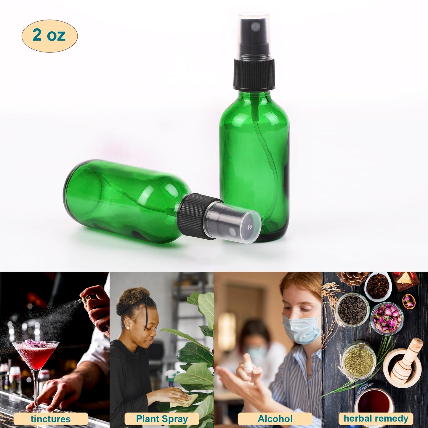 NOOEEISS Amber Glass Small Spray Bottle 2 oz 24 Packs,Fine Mist Sprayer Small Clear Bottles,Refillable Containers mini spray bottles for Cleaning Solutions and Skin Care (Amber 24pcs)