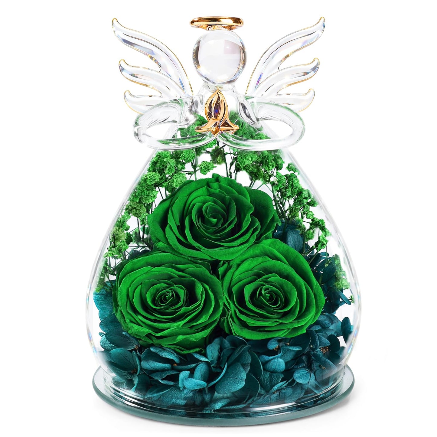 Beferr Mothers Day Mom Birthday Gifts for Women, Fresh Flowers for Delivery Forever Preserved Rose in Glass Angel Figurine, Anniversary Christian Real Rose for Grandma Nana Wife Mum from Daughter Son