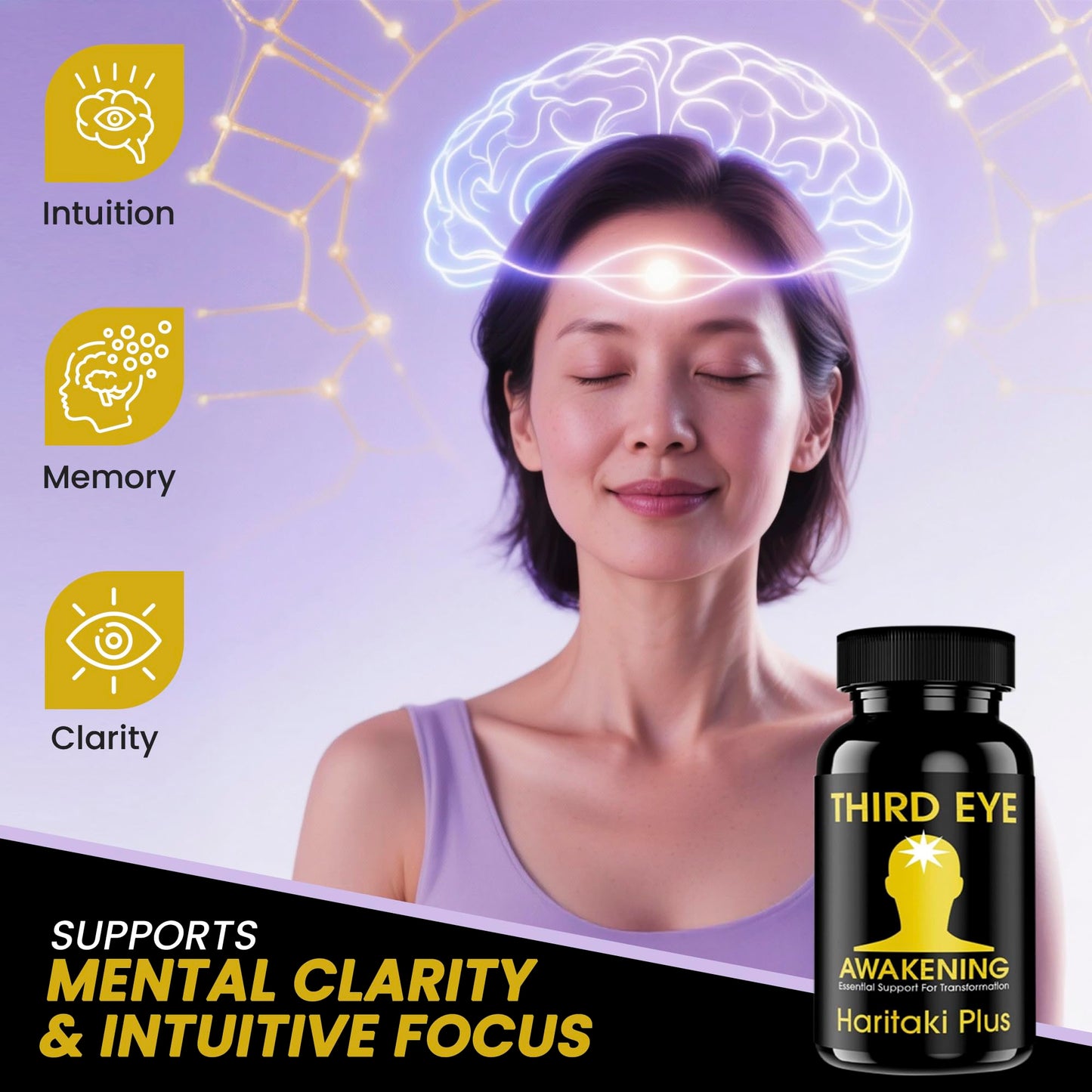 Third Eye Awakening – Organic Haritaki Capsules – King of Herbs for Pineal Gland Decalcification, Third Eye Activation & Intuition – Trusted by Millions of Yogis – 650mg – 100 Vegan Capsules.