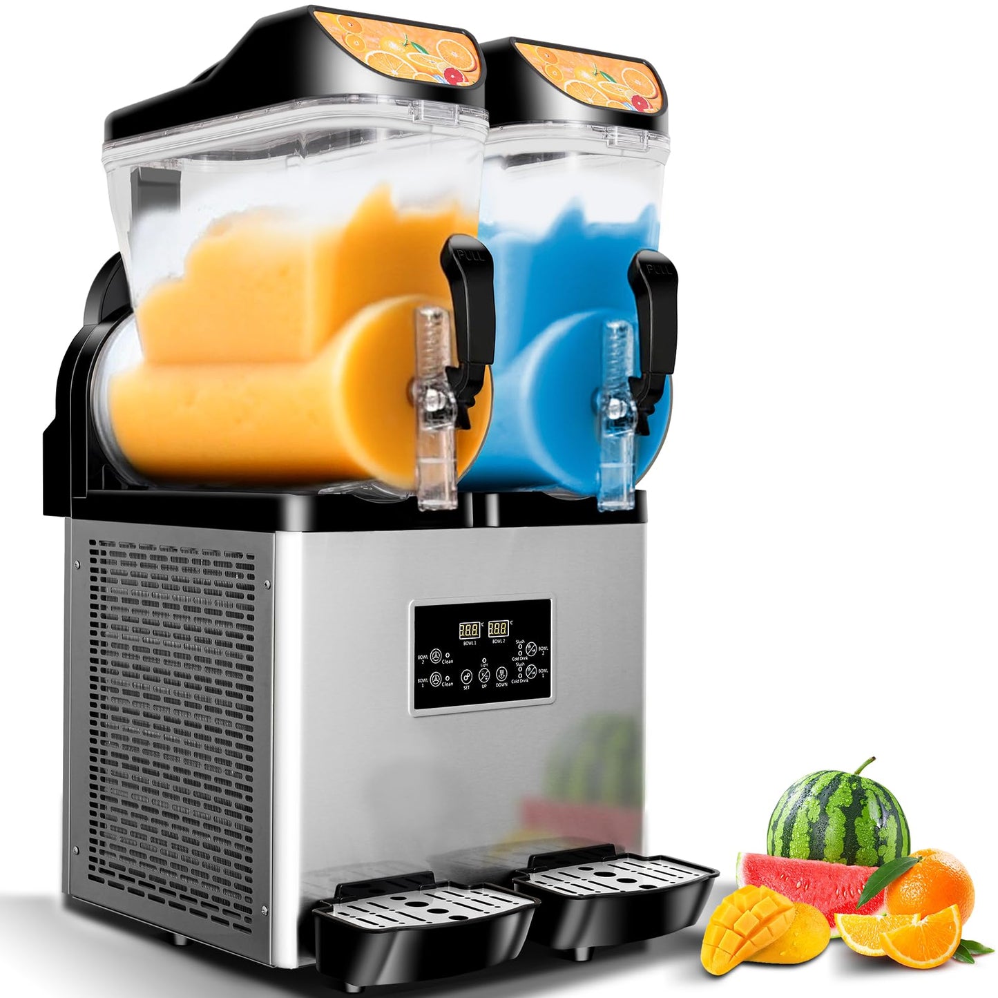 12Lx 3 Tanks Slushy Machine Commercial, Triple Tank Industrial Slushie & Margarita Machine, Large Frozen Drinks Machine to Make Frozen Cocktail, Slush and More for Bar, Restaurant, Party, Event