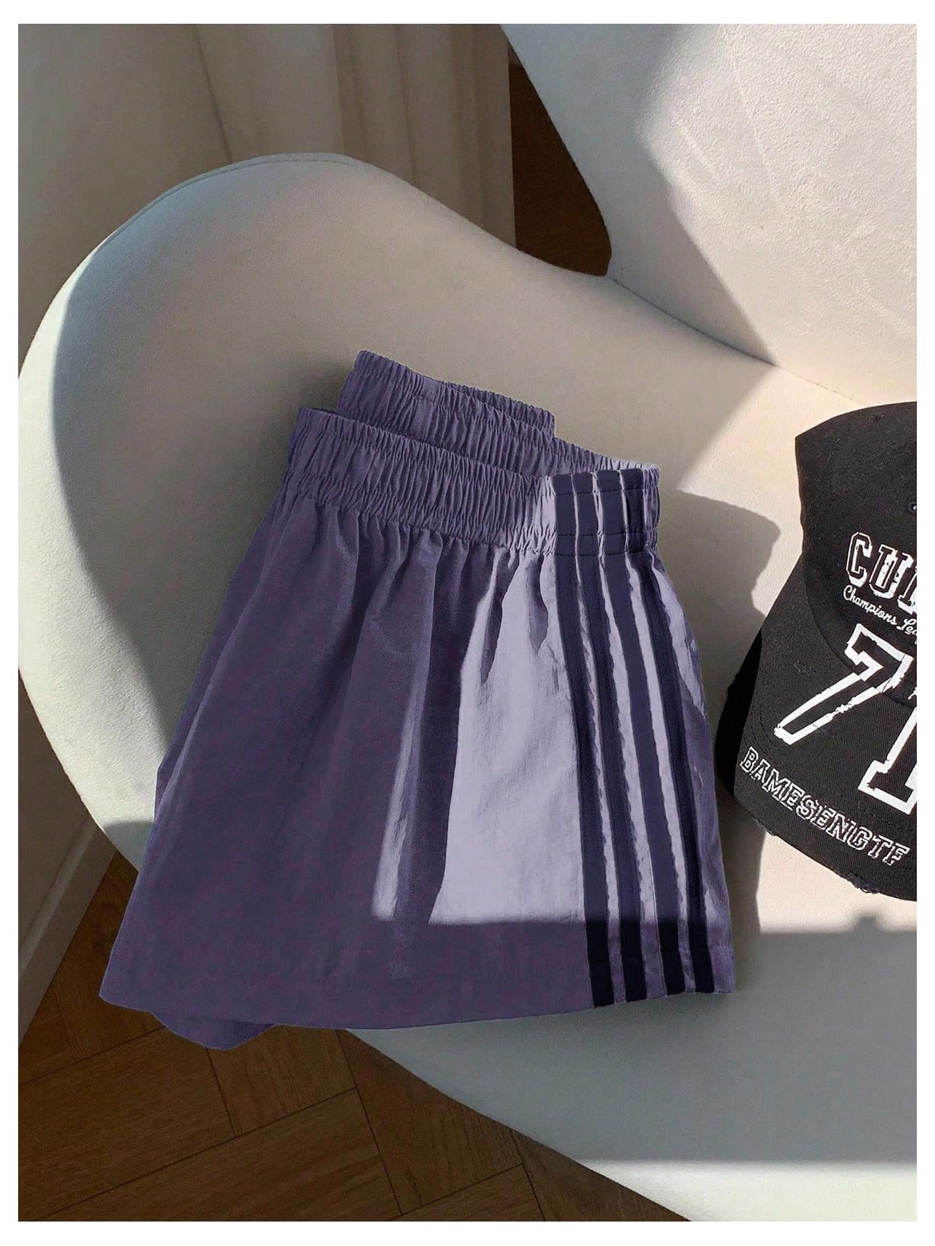 MakeMeChic Women's Striped Summer Shorts Workout Running Shorts Mini Micro Sweat Track Shorts Gym Athletic Wear