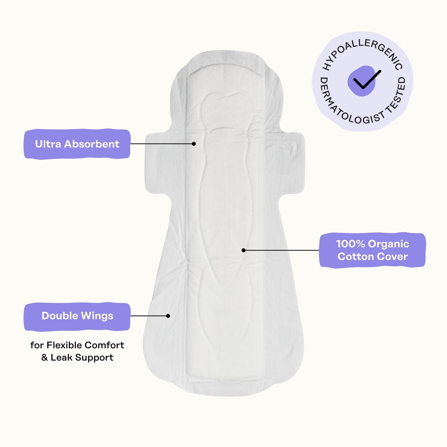 Honey Pot - Calming Herbal Super Sanitary Pads for Women - 100% Organic Cotton Top Sheet - Feminine Care - Non Cooling - Calming Herbs of Lavender, Ashwagandha, & Lemon Balm - 16ct