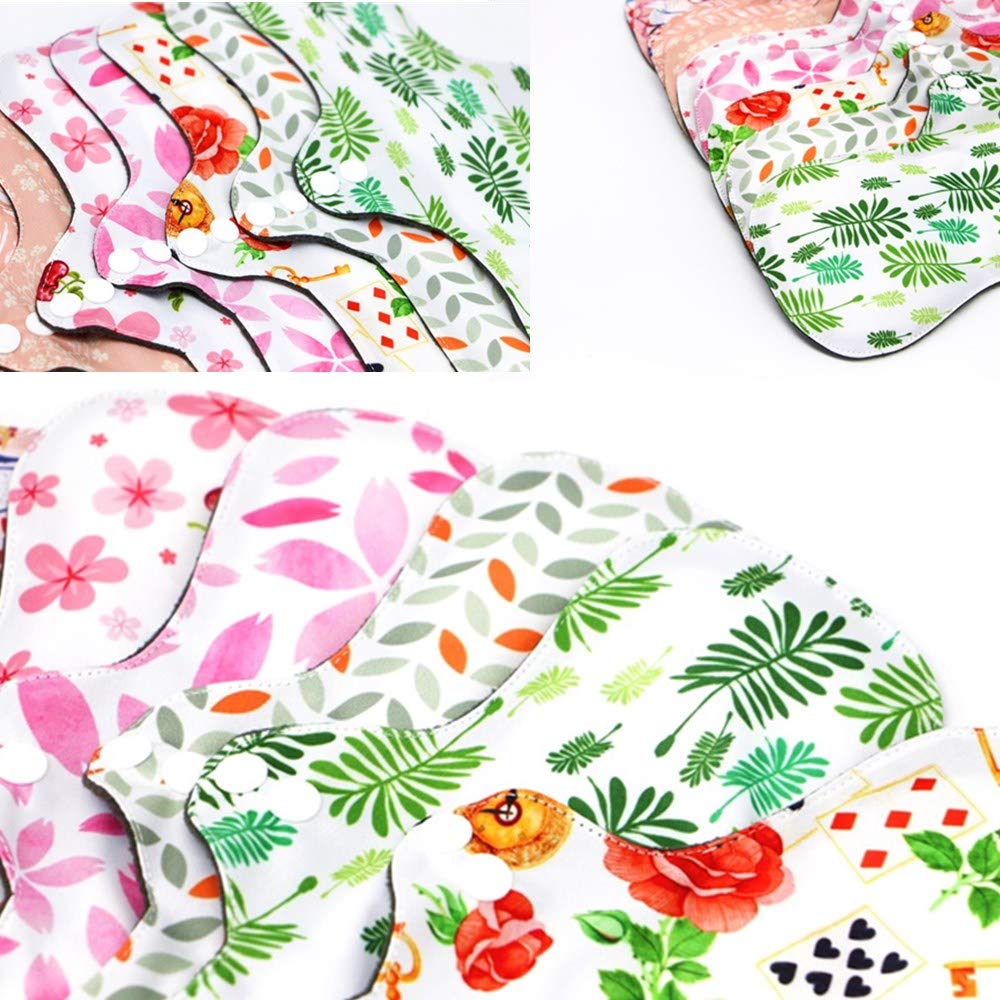 Large Random Prints Reusable Cloth Menstrual Pads Waterproof Sanitary Pads (5randompads)