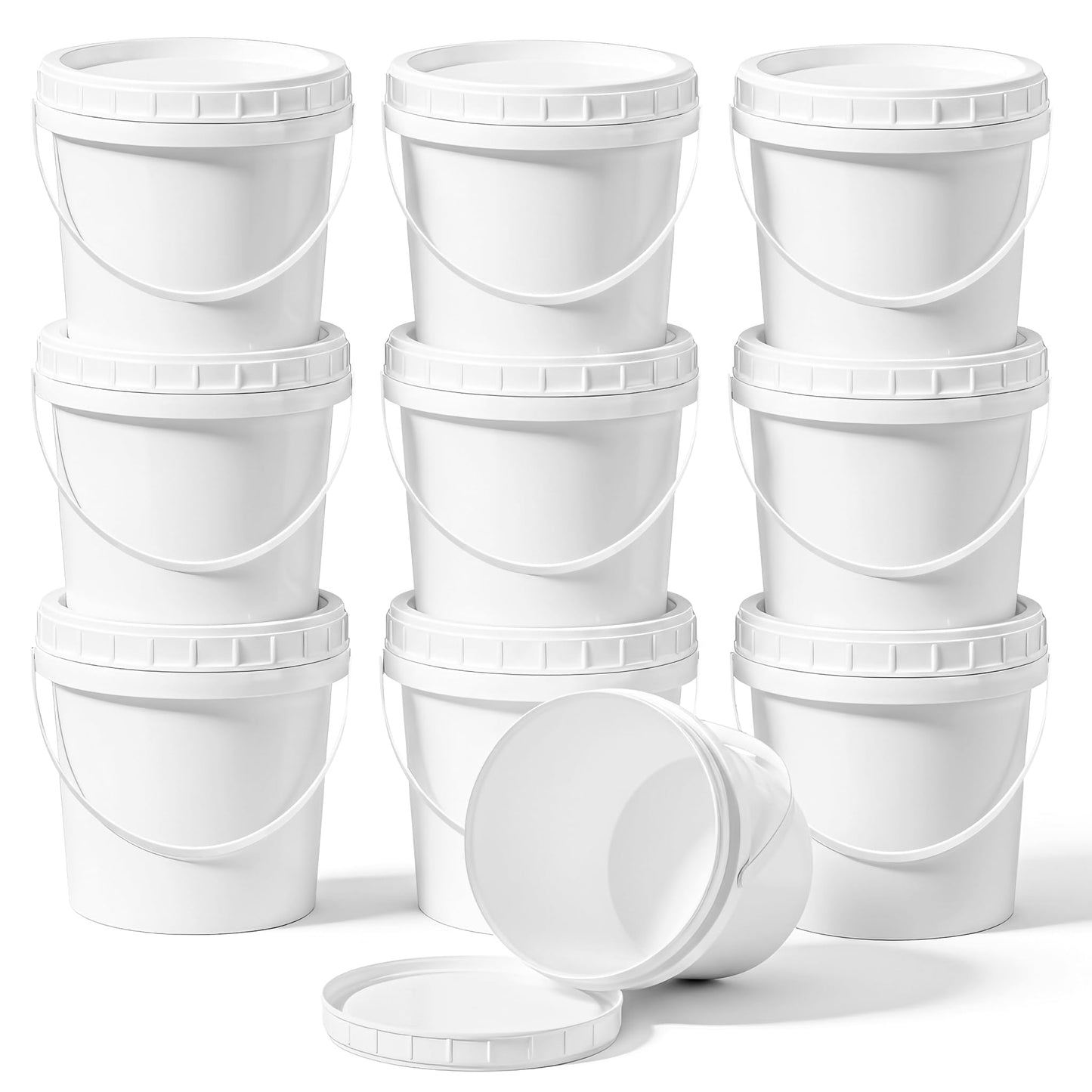 Airtight Clear Plastic Bucket with Lid, Ice Buckets for Parties, Reusable Ice Cream Tub with Handle, Food Storage Container, Food Grade Freezer and Microwave Safe for Sauce, Soup (16 OZ/500 ML)