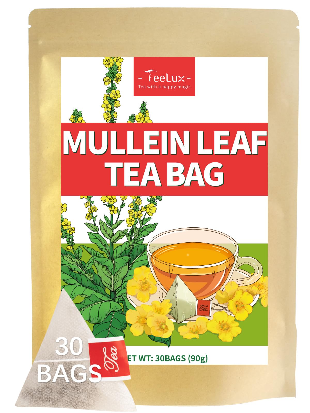 TeeLux Chamomile Tea Bags, 1.5g/bag, Pure Natural Chamomile Flowers Herbal Tea, Caffeine Free, 100 Count