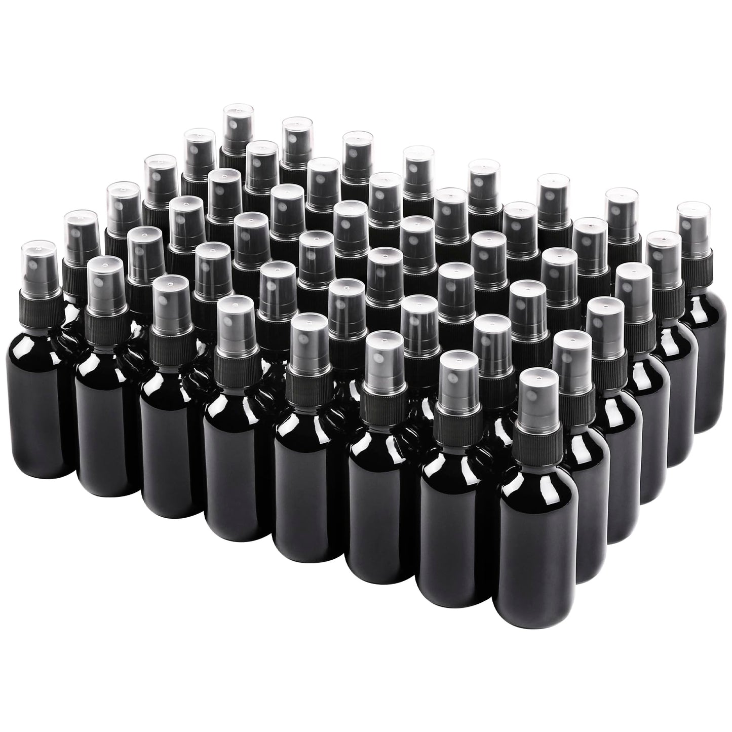 NOOEEISS Amber Glass Small Spray Bottle 2 oz 24 Packs,Fine Mist Sprayer Small Clear Bottles,Refillable Containers mini spray bottles for Cleaning Solutions and Skin Care (Amber 24pcs)