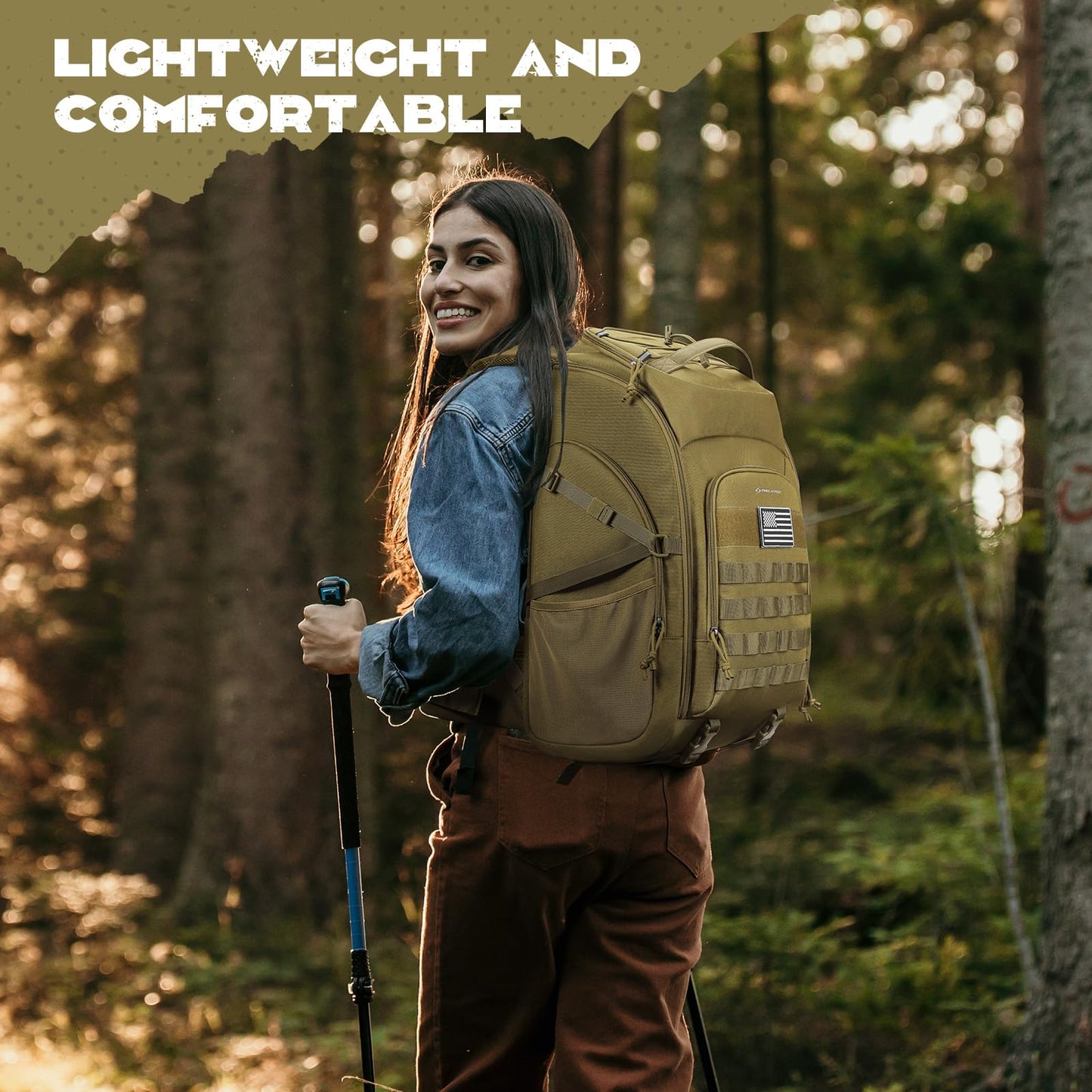 Maelstrom Tactical Backpack for Men, Water Resistant 40L Military Backpack, for Hiking, Camping, Gym with Molle System (Khaki)